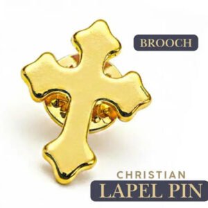 Gold-Plated Christian Cross Lapel Pin and Brooch