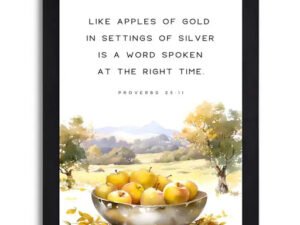 Proverbs 25:11 Bible Verse Framed Wall Art - Christian Home Decor Featuring Jesus Christ