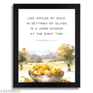 Proverbs 25:11 Bible Verse Framed Wall Art - Christian Home Decor Featuring Jesus Christ