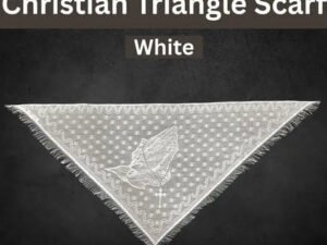 White Christian Triangle Prayer Veil with Praying Hands Design