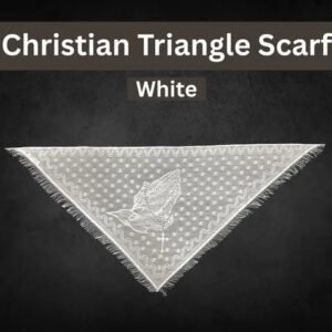 White Christian Triangle Prayer Veil with Praying Hands Design