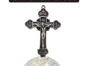 Silver Jesus Statue Cross for Car Dashboard and Home Decor