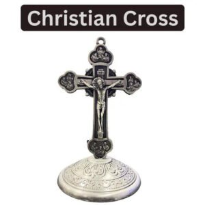Silver Jesus Statue Cross for Car Dashboard and Home Decor