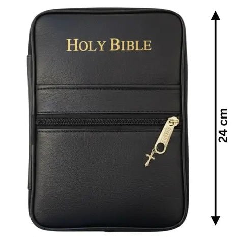 Premium Black Leather Bible Cover for Church and Daily Use