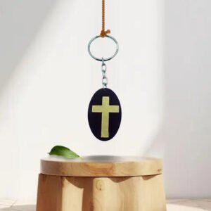 Christian Cross Engraved Metal Keychain