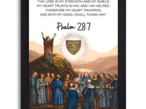 Psalm 28:7 Bible Verse Wall Art - Minimalist Christian Home Decor with Black Frame
