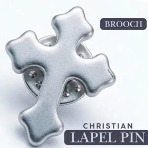 Christian Cross Lapel Pin in Silver - Elegant Religious Brooch and Gospel Jewelry