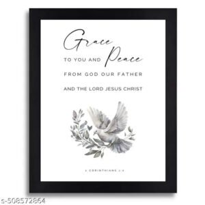 2 Corinthians 1:2 Bible Verse 'Grace and Peace' Wall Art - Black Synthetic Wood Frame