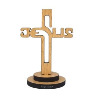 Hand-Carved Wooden Christian Cross for Home Decor and Car Dashboard