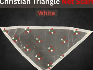 Christian Triangle Net Scarf and Head Veil - White with Red Accents