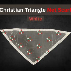 Christian Triangle Net Scarf and Head Veil - White with Red Accents