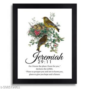 Jeremiah 29:11 Bible Verse Inspirational Wall Art Frame - Black Synthetic Wood Finish
