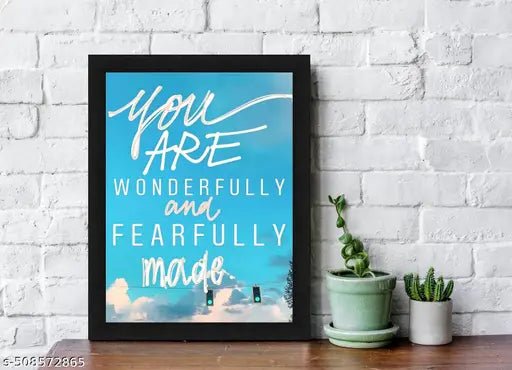 Wonderfully and Fearfully Made Bible Verse Inspirational Wall Art Frame - Black, 13.5 x 10 Inches