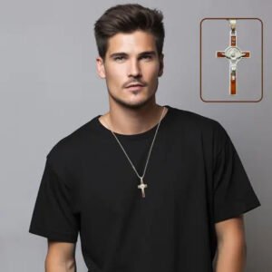 Handcrafted Maroon Christian Cross Pendant Necklace