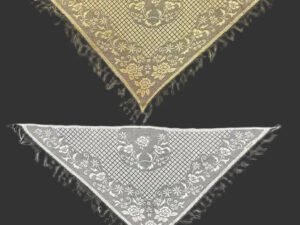 Set of Two Christian Triangle Scarves: Floral White and Golden Church Veils