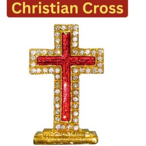Gold-Plated Christian Cross Dashboard Ornament for Car and Home Decor