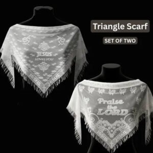Christian Triangle Head Scarf Set - Jesus Loves You & Praise The Lord Designs