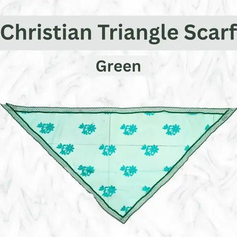 Christian Green Net Triangle Veil Scarf for Church and Gospel Services