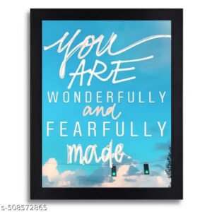 Wonderfully and Fearfully Made Bible Verse Inspirational Wall Art Frame - Black, 13.5 x 10 Inches
