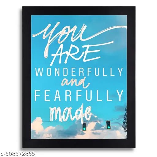Wonderfully and Fearfully Made Bible Verse Inspirational Wall Art Frame - Black, 13.5 x 10 Inches