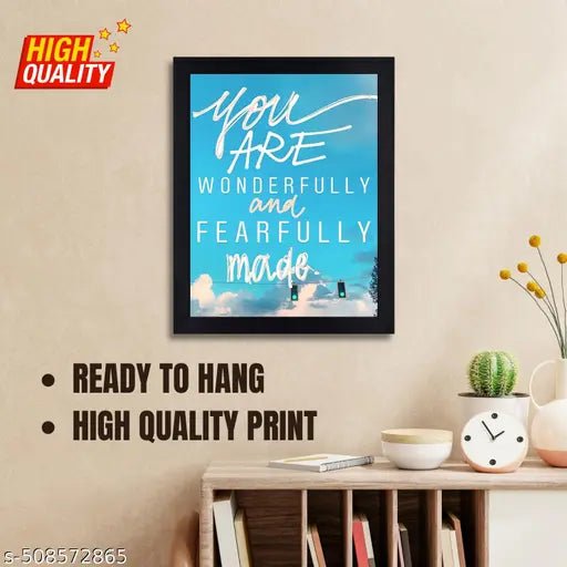 Wonderfully and Fearfully Made Bible Verse Inspirational Wall Art Frame - Black, 13.5 x 10 Inches