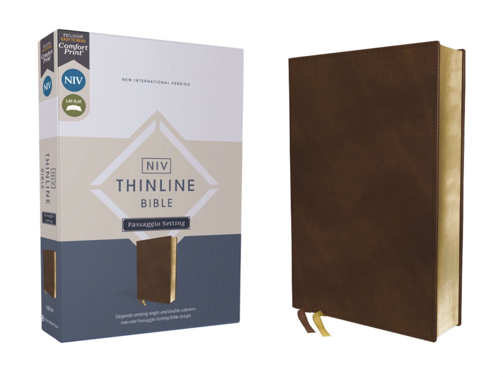 Niv Thinline Bible Passaggio Setting Brown Red Letter Edition