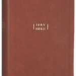 Brown leather NIV Bible with wide margins and red letter text
