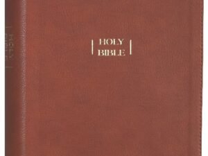 Brown leather NIV Bible with wide margins and red letter text