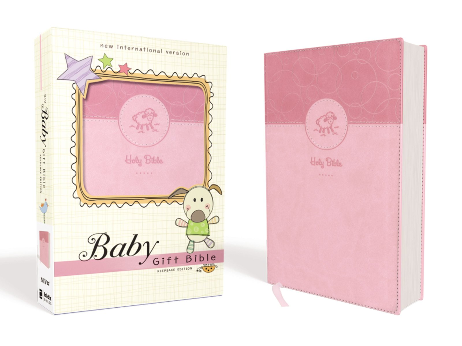 Close-up of pink NIV kids Bible, red letter edition