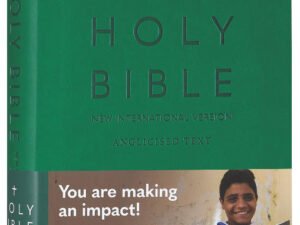 New International Version Slimline Bible in rich green leather cover