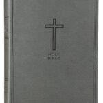 NKJV Value Thinline Bible in large print charcoal edition with red letter text.