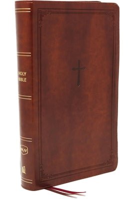 NKJV Compact Bible with End of Verse Cross-References in Brown Leather Cover