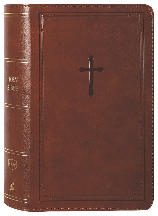 NKJV Compact Bible with End of Verse Cross-References in Brown Leather