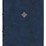 NKJV Thinline Bible in navy blue, thumb-indexed red letter edition