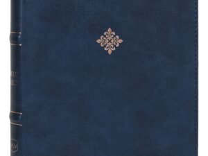 NKJV Thinline Bible in navy blue, thumb-indexed red letter edition