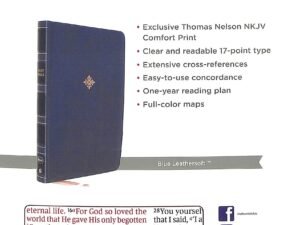 NKJV Reference Bible with giant print blue cover and red letter edition.