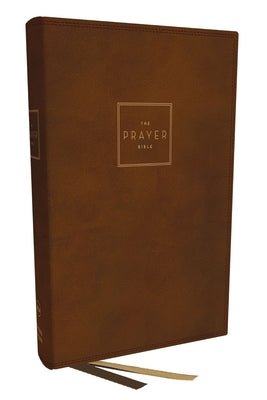 Close-up of NKJV Prayer Bible Journaling Edition, Red Letter Edition, in Brown Leather