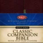 NKJV Burgundy Checkbook Bible in red letter edition, burgundy leather cover and snap flap design.