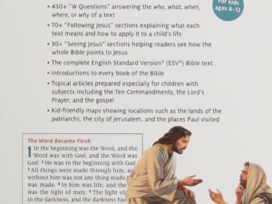 Black letter edition of ESV Following Jesus Bible teal in hands