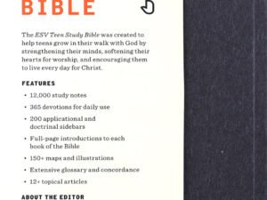 ESV Teen Study Bible open to a page with study notes and commentary for teenagers.