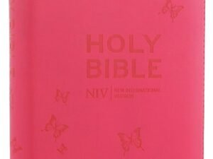 NIV Black Letter Pocket Bible with soft-tone pink zippered cover and black letter edition text.
