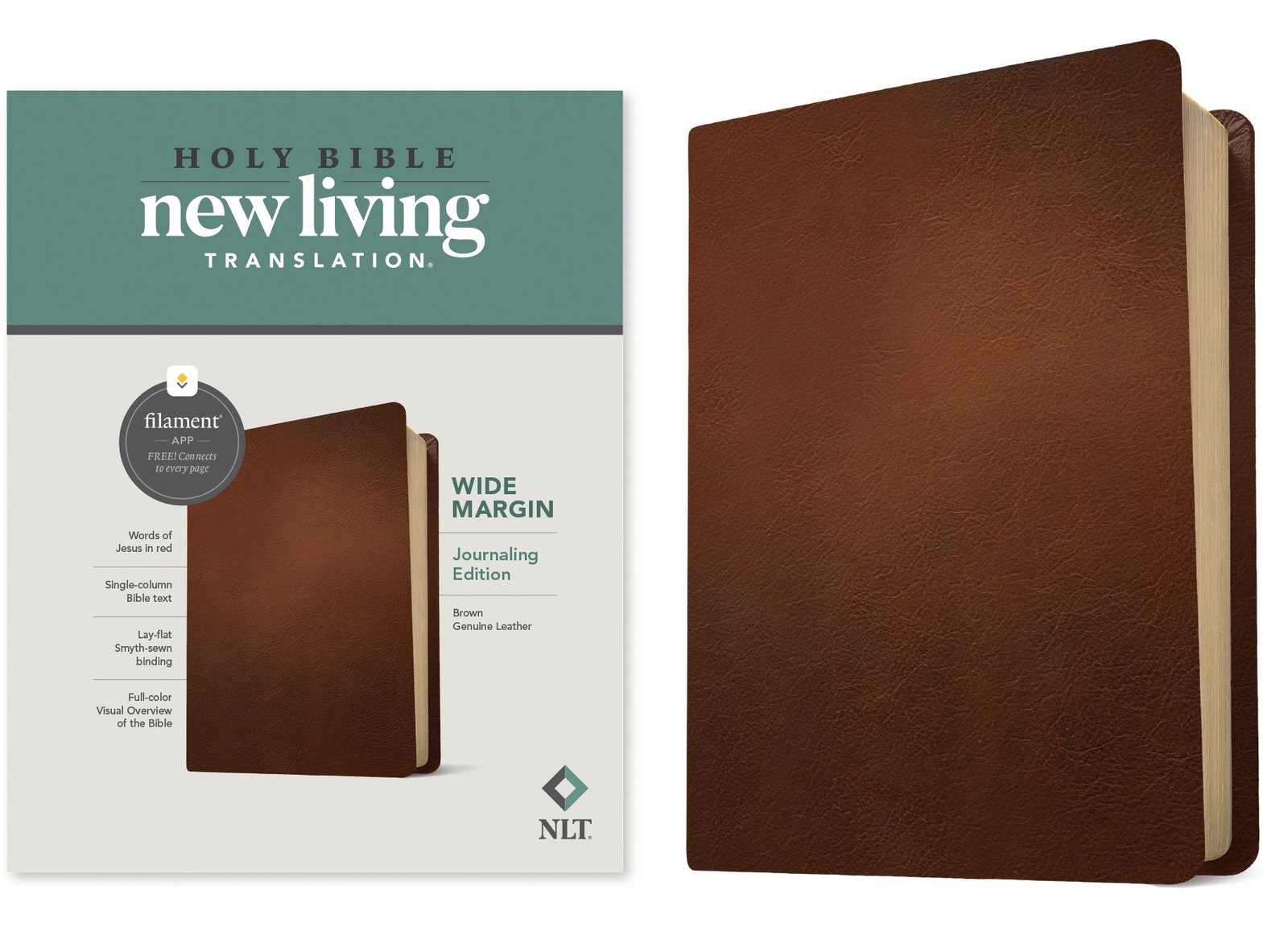 Nlt Devotional Journaling Bible, Wide Margin, Red Letter Edition, Brow