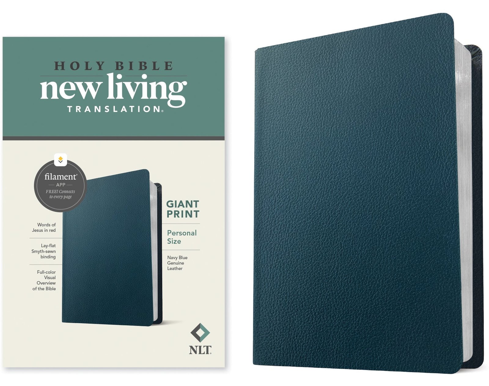 Nlt Personal Size Giant Print Bible Filament Enabled Navy Blue Red Let