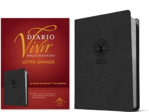 RVR60 Biblia de estudio del diario vivir letra grande Carbón (Letra Roja) (RVR60 Daily Living Study Bible Large Print Charcoal Red Letter, Spanish Edition)