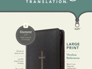 Large print thinline reference Bible with filament enabled pages in black cross tone, red letter edition