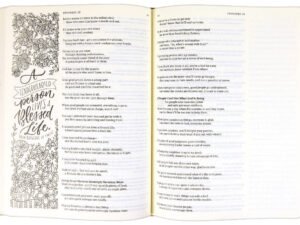 Close-up of ESV Journaling Bible pages with ample space for writing and reflection