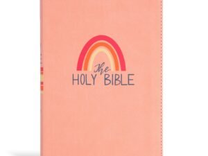 A peach-colored kids Bible with red letter edition of the King James Version