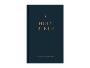 Elevated navy leather binding on the Christian Standard Bible, Black Letter Edition, a classic luxury Bible design