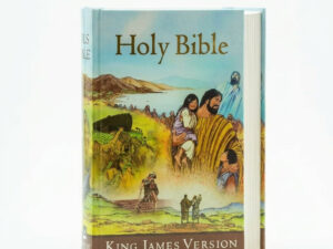 Hardcover Children's Bible — Three-Quarter Studio Hero | Generated by Modelize