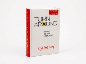 Studio photo of Turn Around Reach Out Give Back and Get Moving in hero